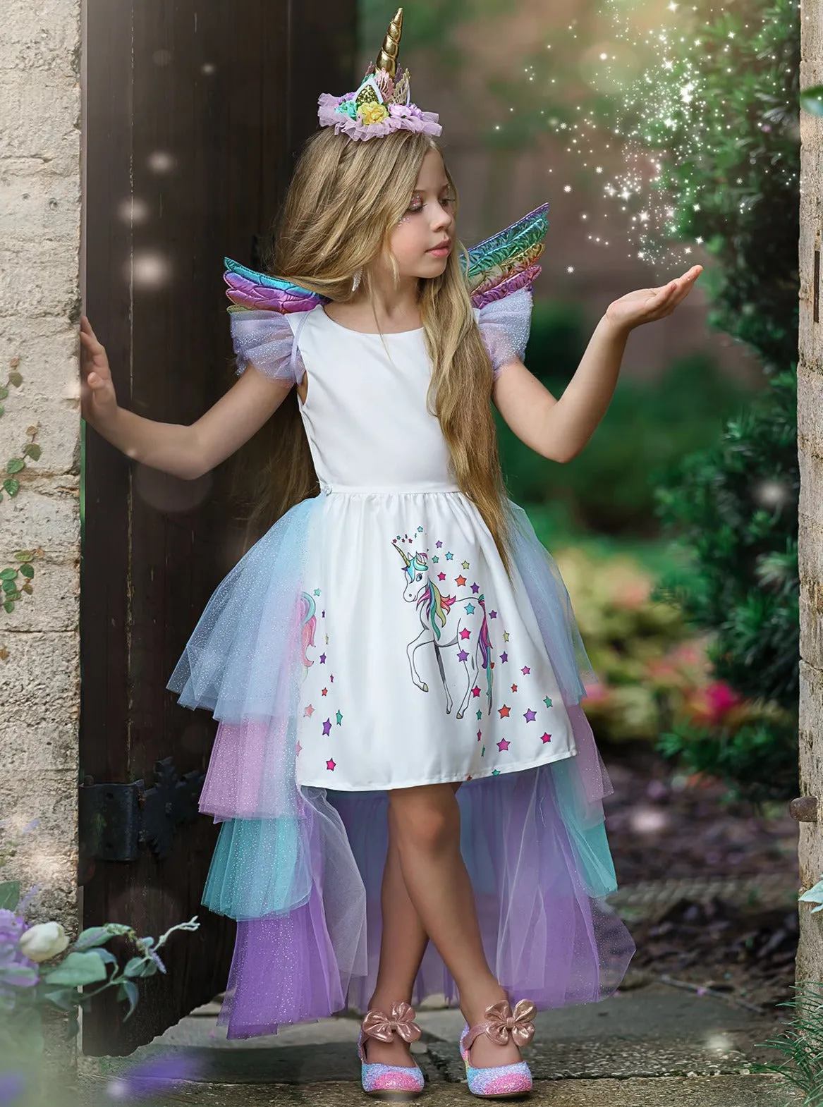 Girls Unicorn Princess Tulle Costume Dress