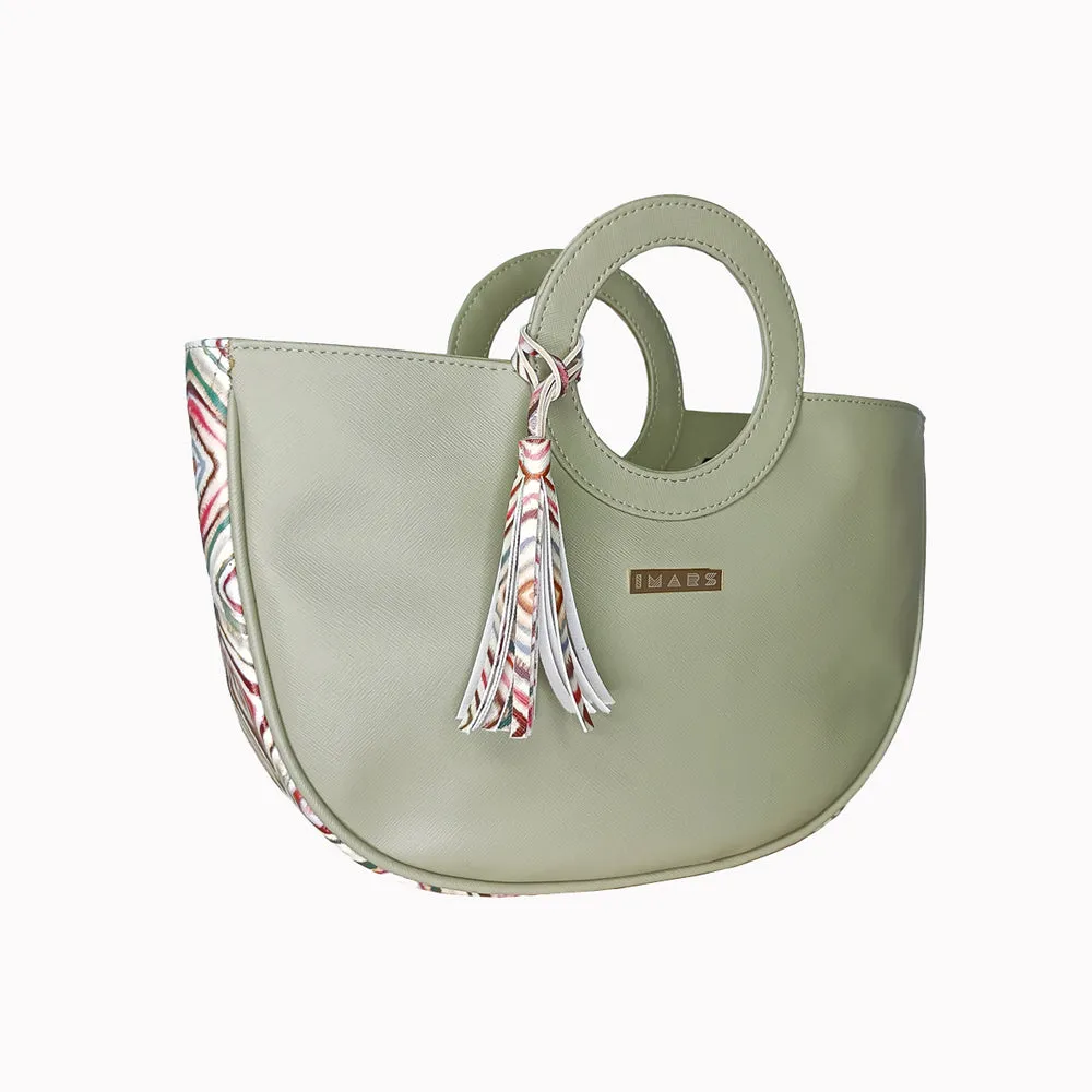 IMARS Stylish Handbag Sage Green For Women & Girls (Basket Bag) Made With Faux Leather