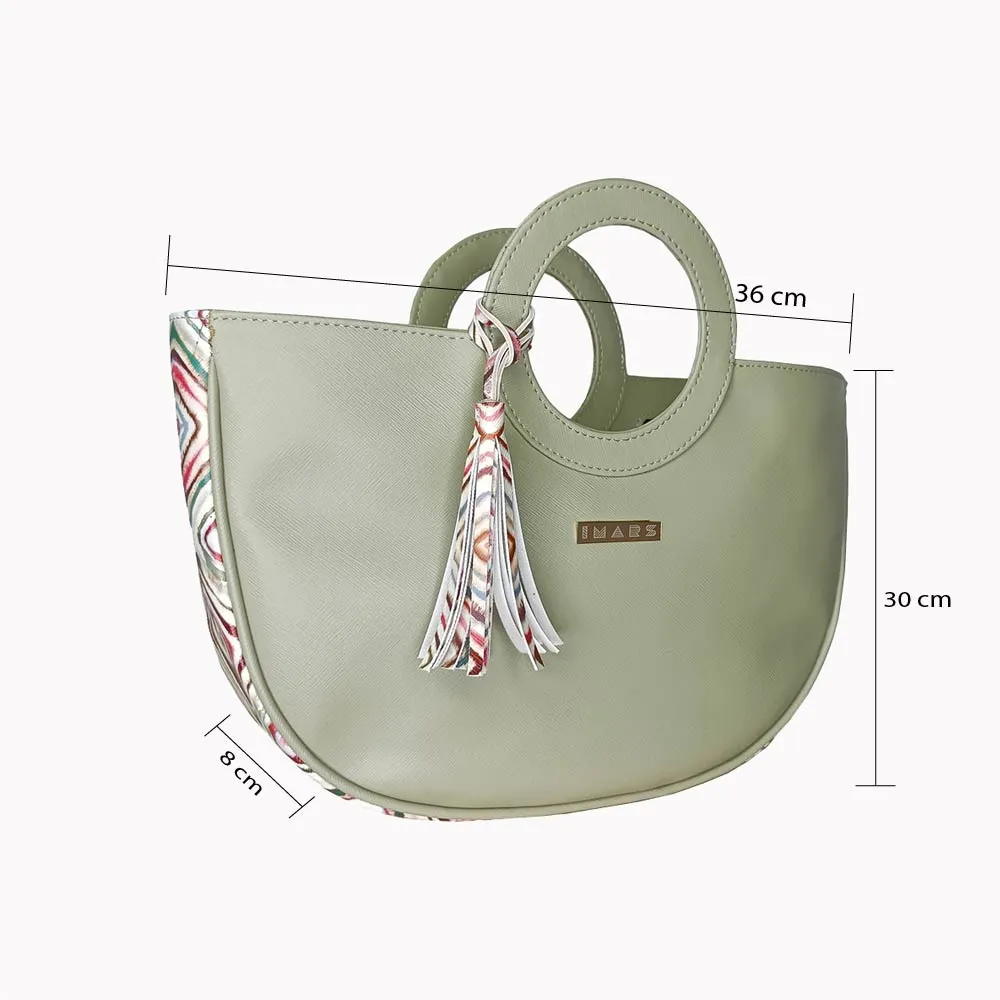 IMARS Stylish Handbag Sage Green For Women & Girls (Basket Bag) Made With Faux Leather