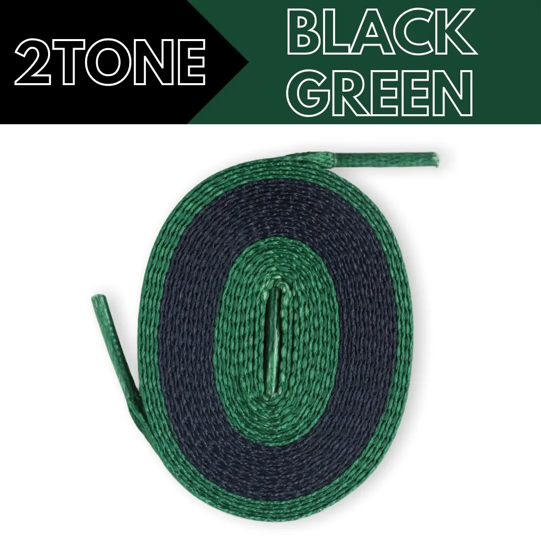 Jordan 1 Laces 2TONE Union Flat - Black With Pine Green Tips for Air Jordan 1 Pine Green