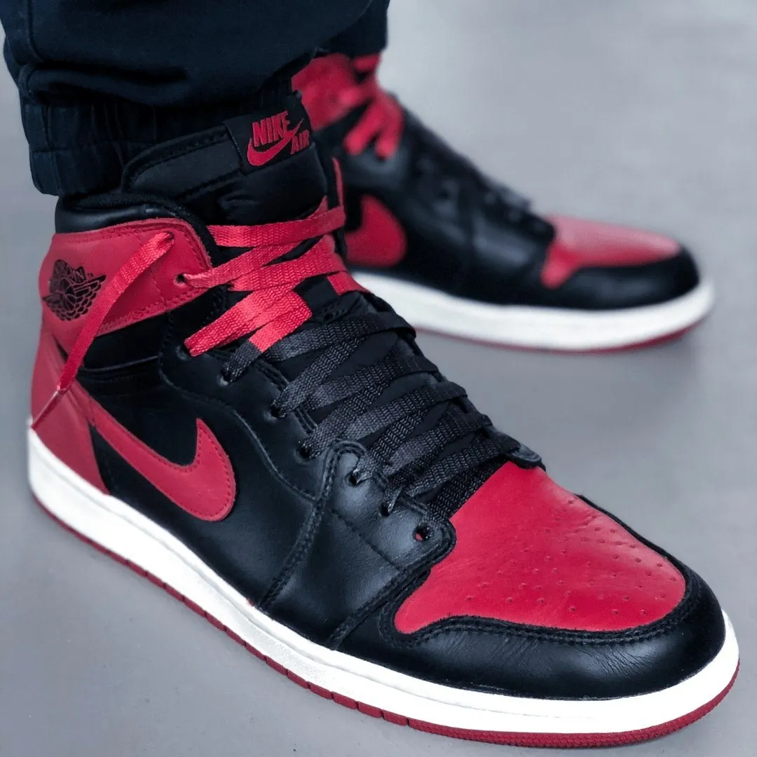 Jordan 1 Laces 2TONE Union Flat - Black with Red Tips