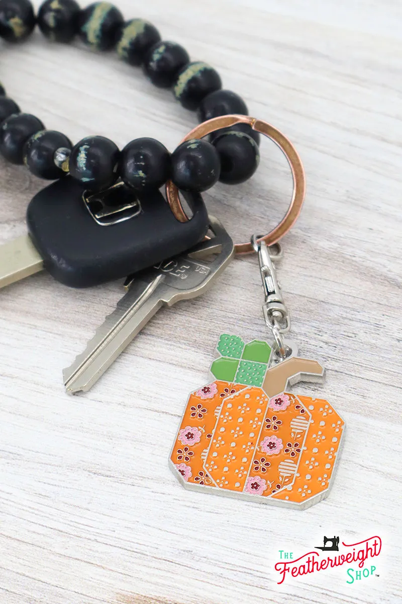 Keyring & Keychain Enamel Charm, PUMPKIN by Lori Holt