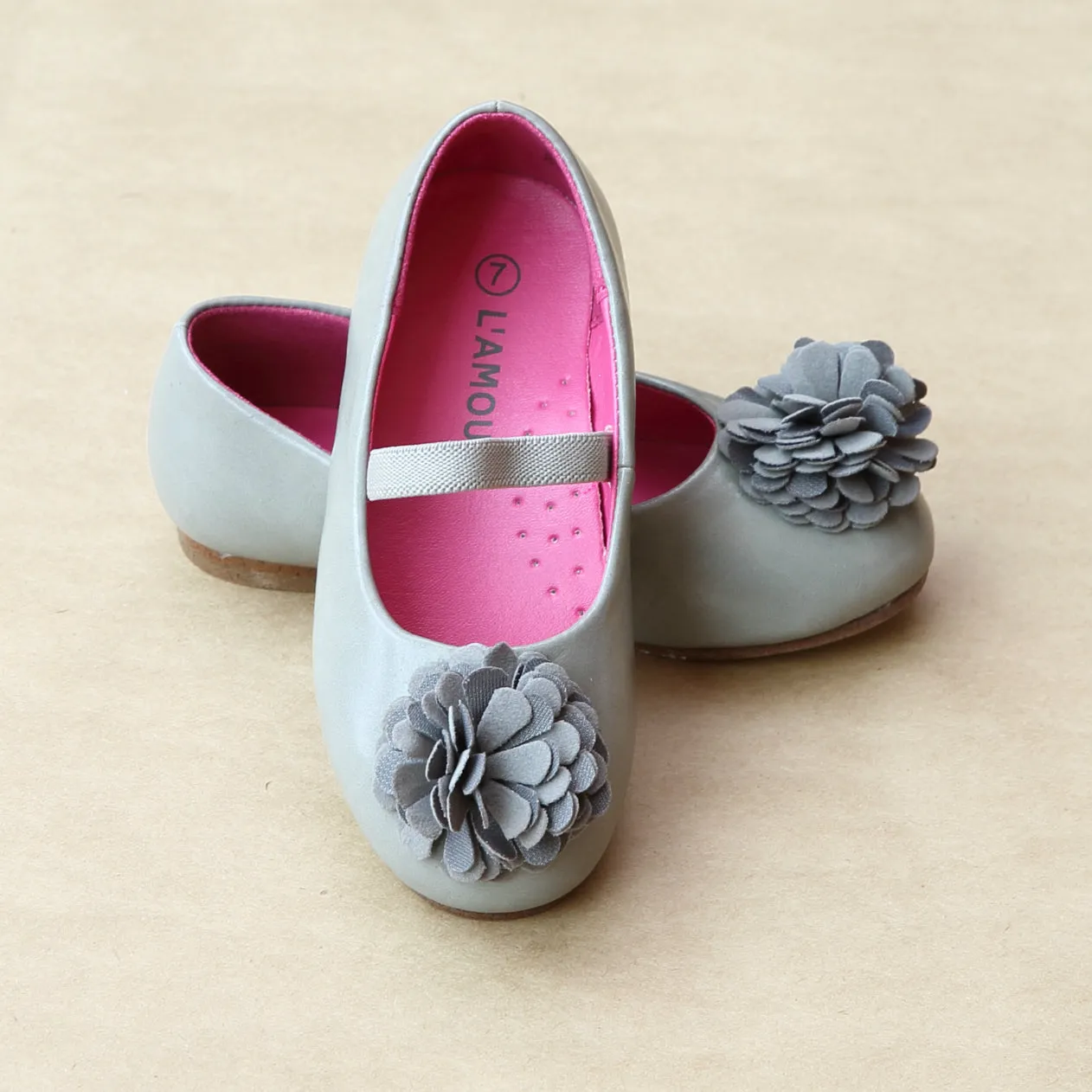 L'Amour Girls Pom Pom Ballet Flat