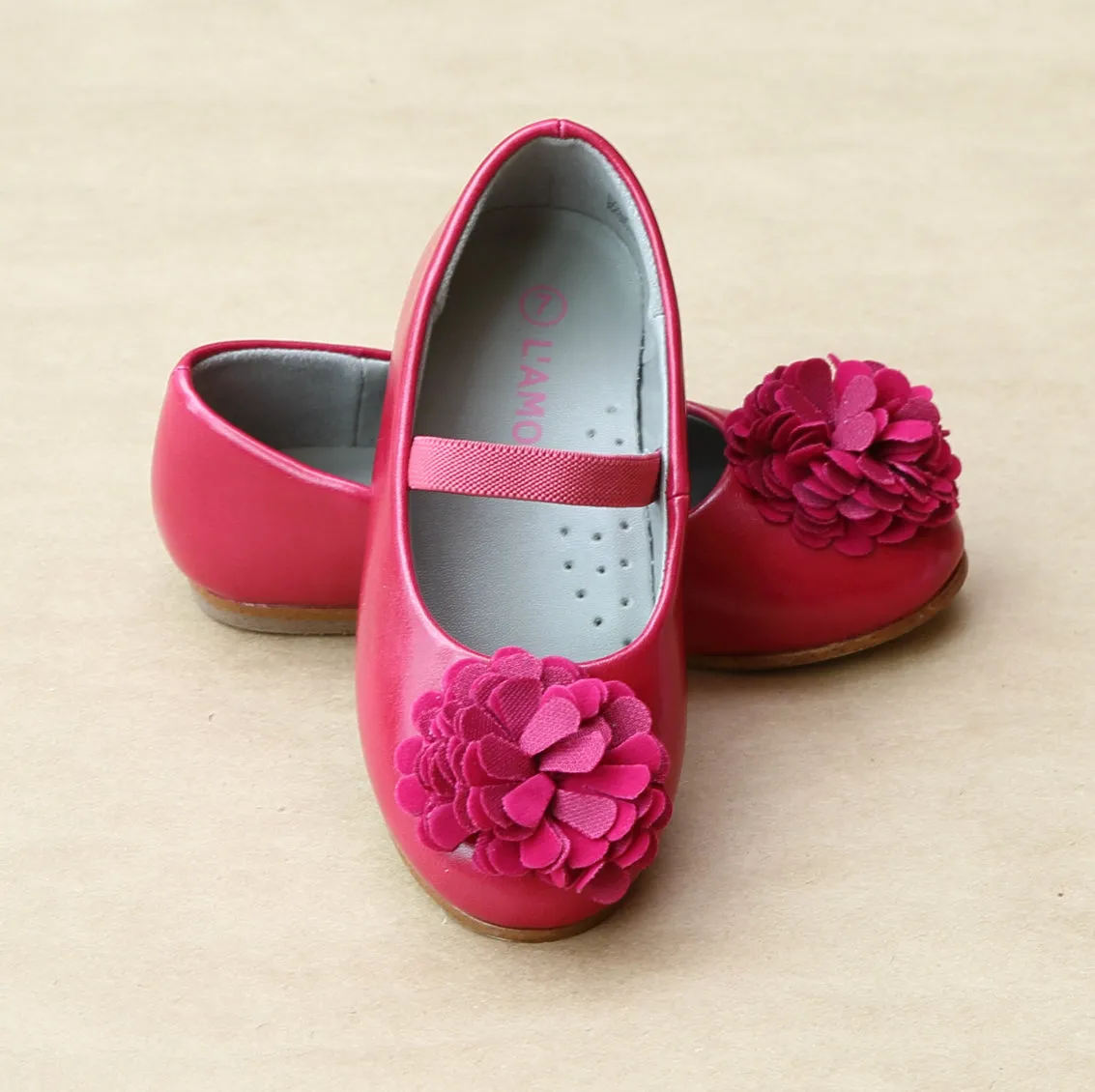 L'Amour Girls Pom Pom Ballet Flat