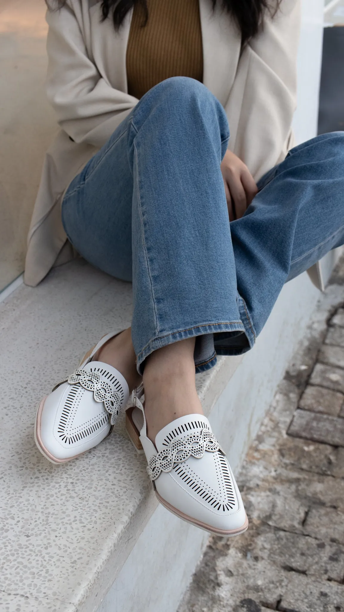 Laser-Cut Slingback Oxfords