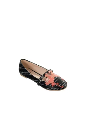 Magic Moment Ballerina Flats in Black with White Spots by Banned