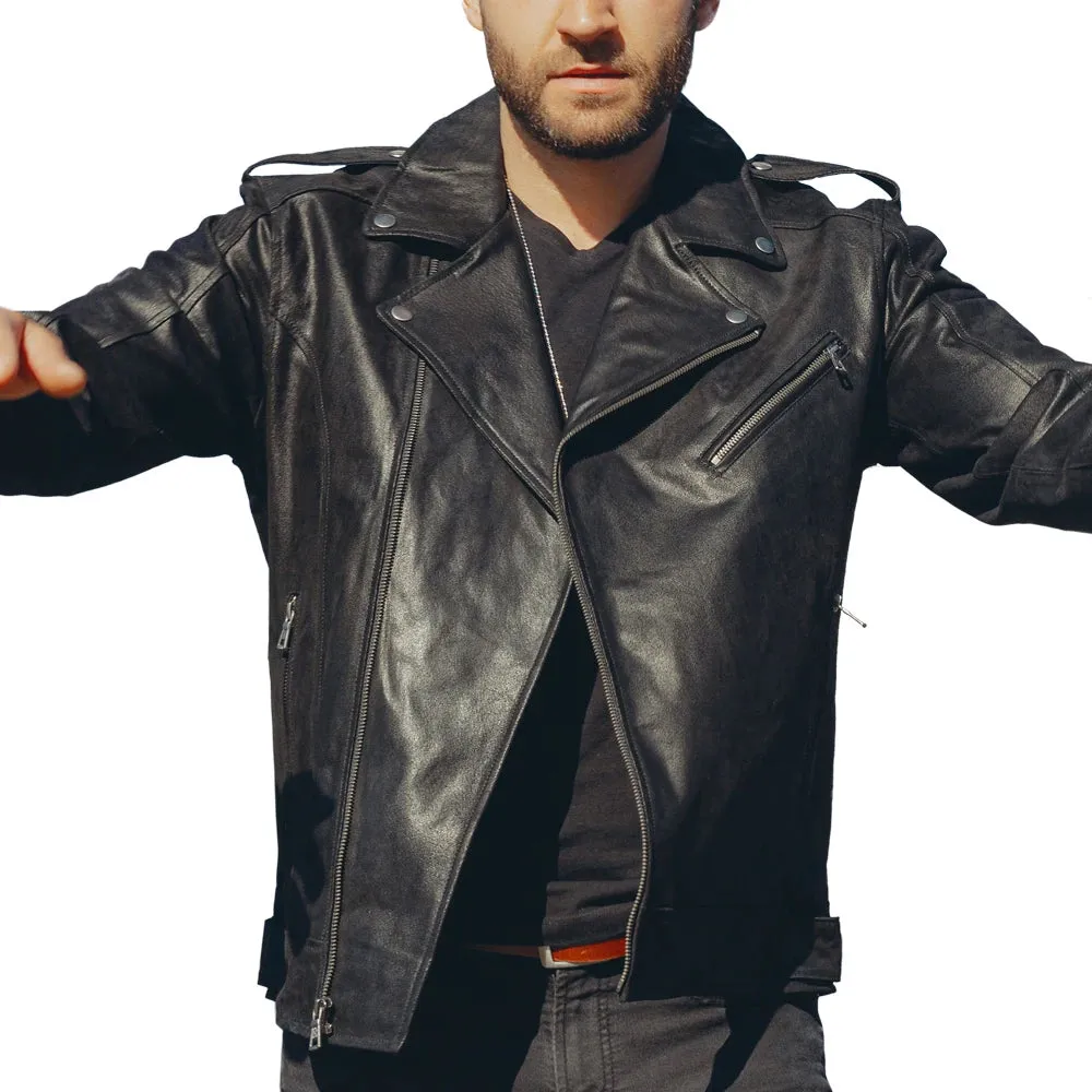 Men's Classic Biker Leather Motorcycle Jacket