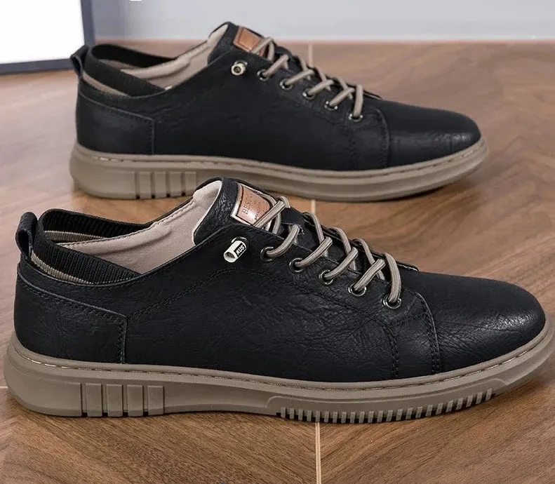 Men's Fashion Spring Casual Shoes Split Leather Breathable Hollow Soft Comfortable Driving Shoes Big Plus Size 36-49