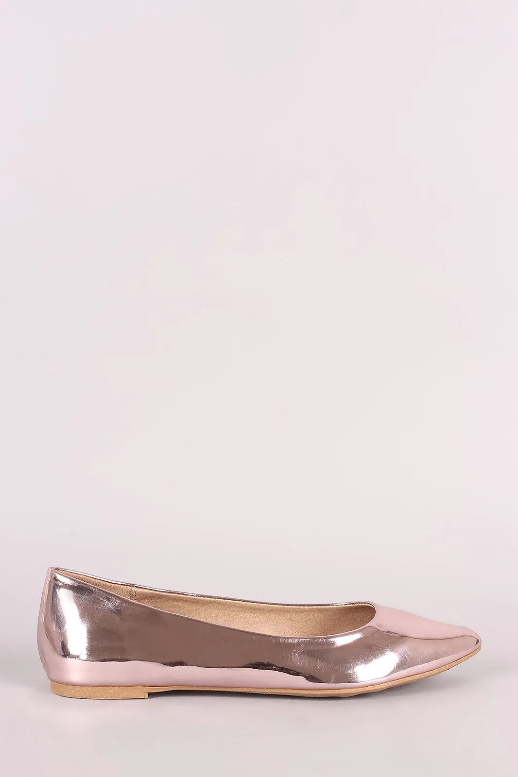 Mirror Metallic Pointy Toe Ballet Flat