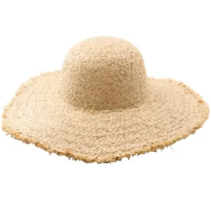 Natural Woven Frayed Edge Straw Hat