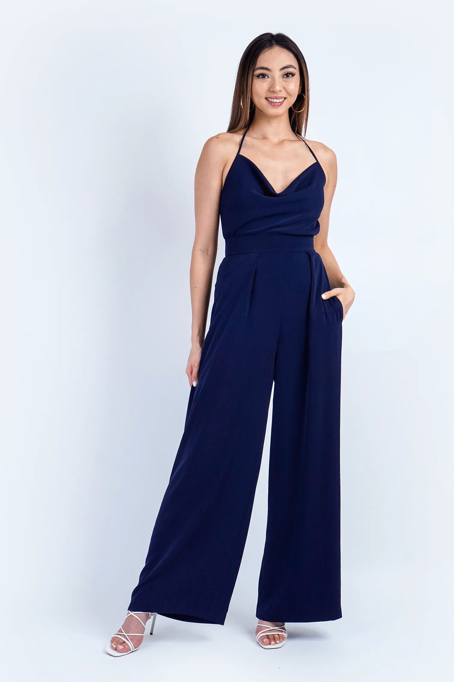 Navy Pleated High Waist Relaxing Leslie Pants