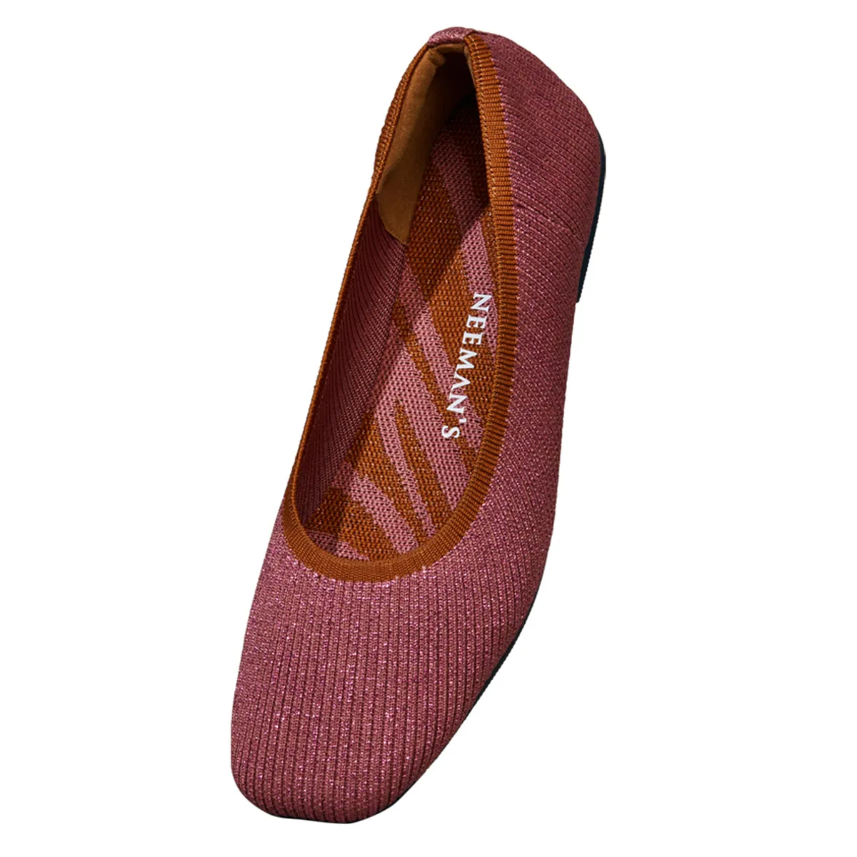 Neeman's Slip-Ons Flats for Women | Metallic Square | Pink