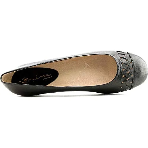 Nina Marley Leather Round Toe Flats, Black