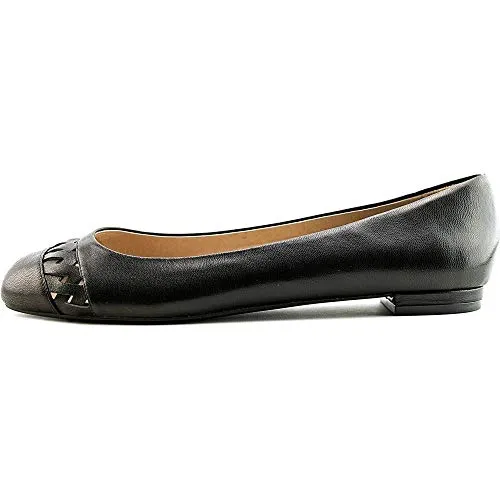 Nina Marley Leather Round Toe Flats, Black