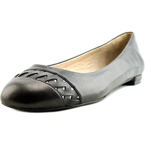 Nina Marley Leather Round Toe Flats, Black