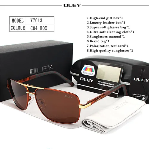 Oley Brand Y7613 Polarized Sunglasses Men Driving Uv400