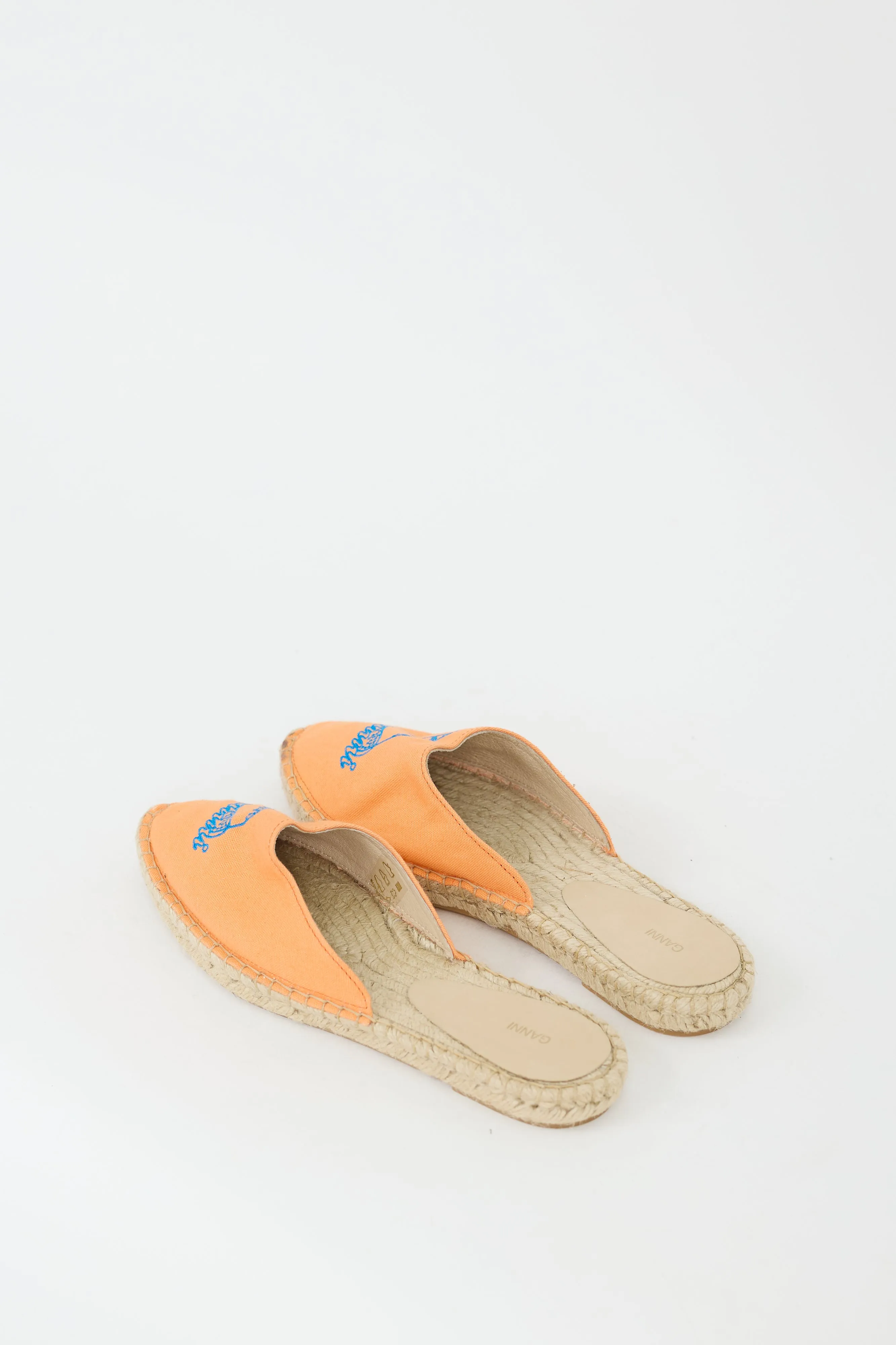 Orange & Blue Embroidered Canvas Espadrille Flat