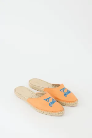 Orange & Blue Embroidered Canvas Espadrille Flat