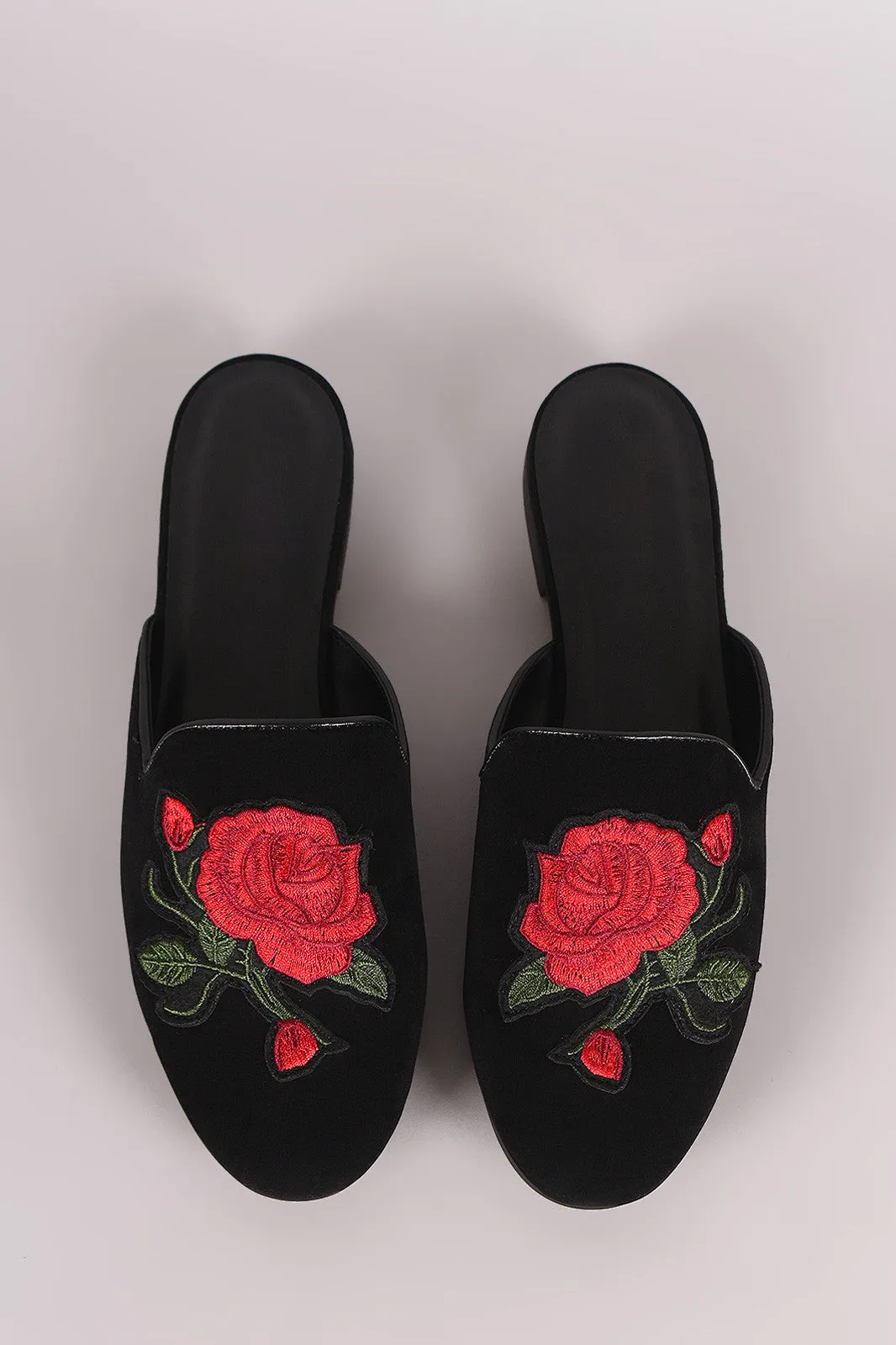 Paprika Vegan Suede Rosette Patch Mule Flat