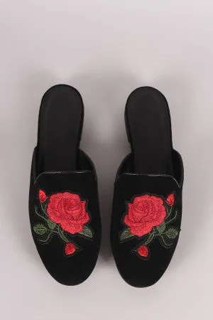 Paprika Vegan Suede Rosette Patch Mule Flat