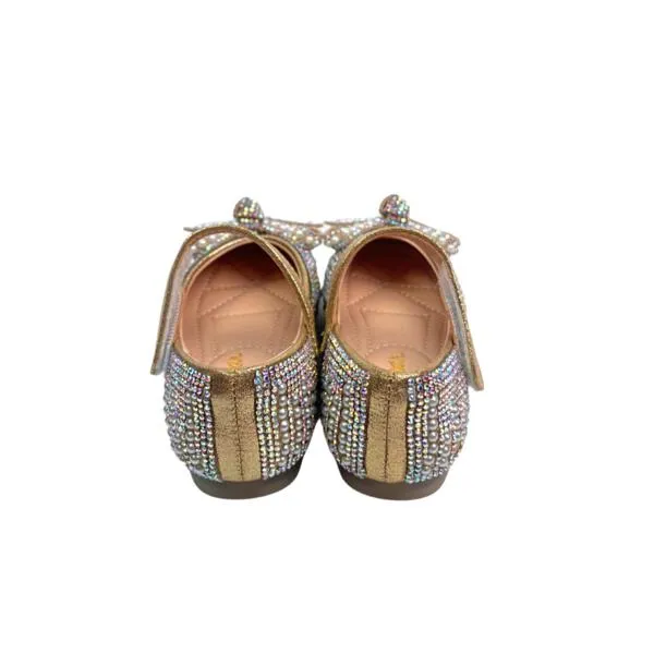 Pearl & Rhinestone Flat Shoes - Gold