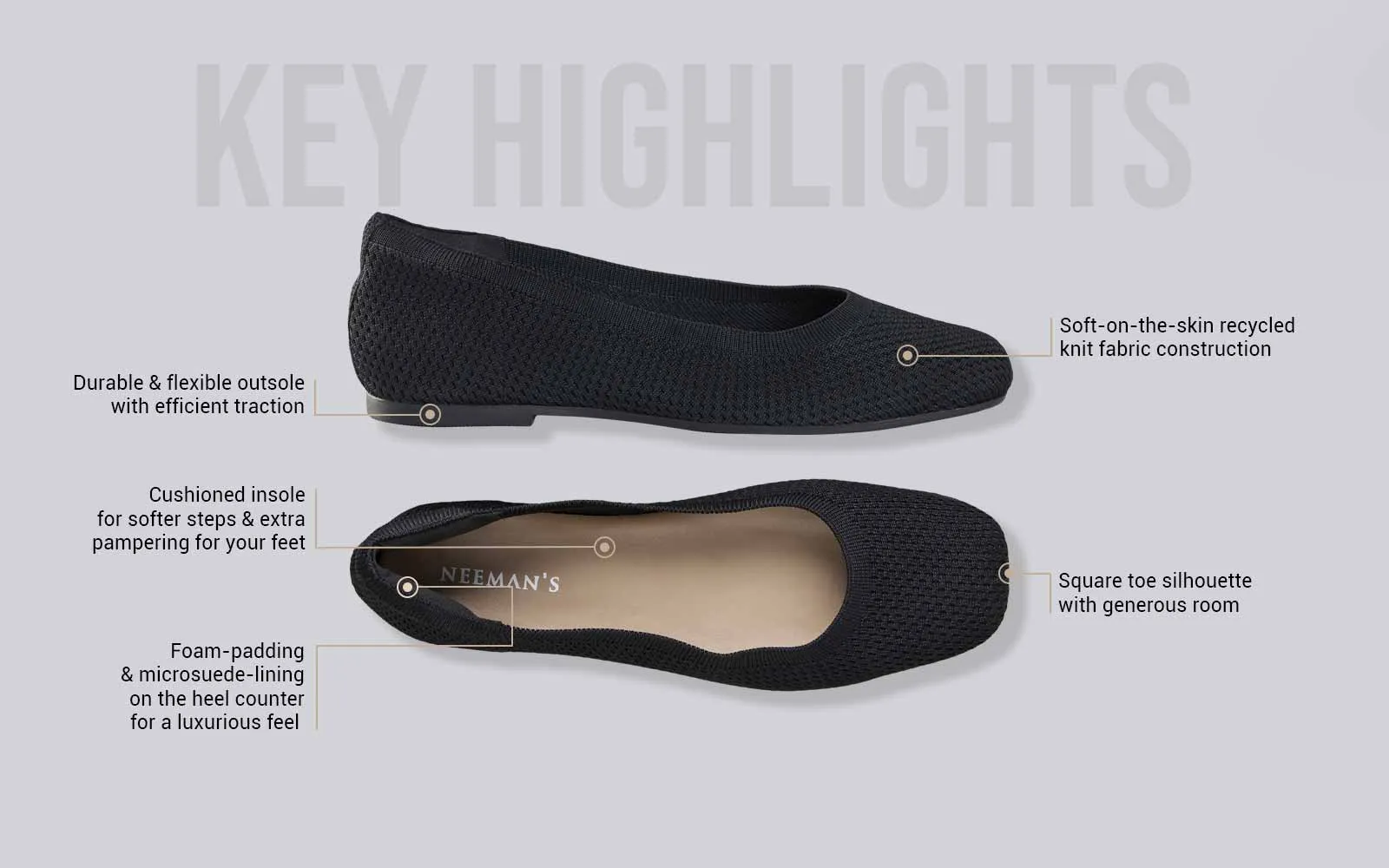 Plush Square Flats : Black