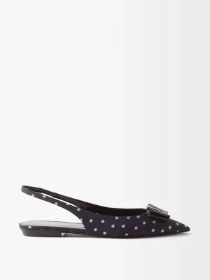 Polka-dot print slingback flats