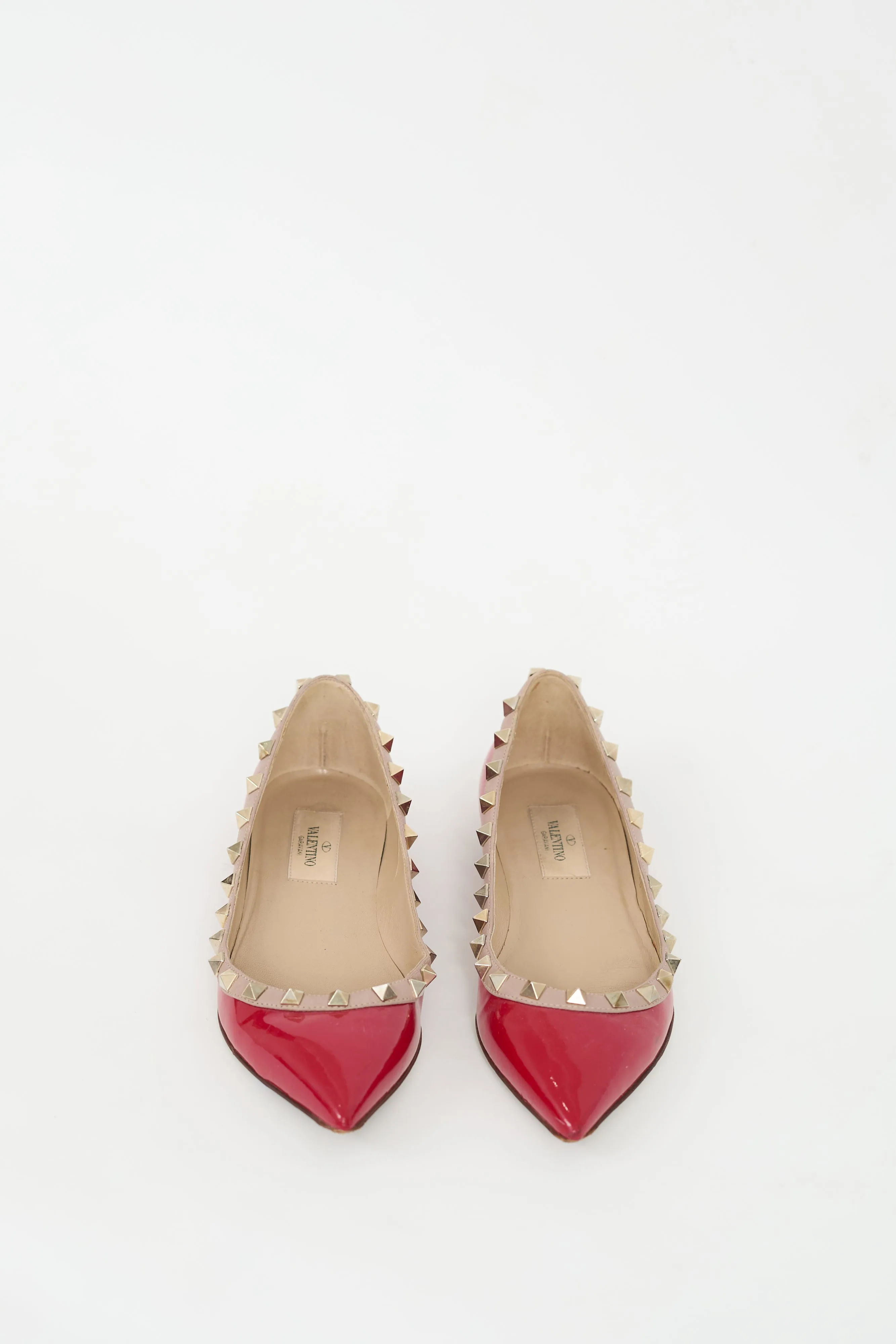 Red Patent & Gold Rockstud Ballet Flat