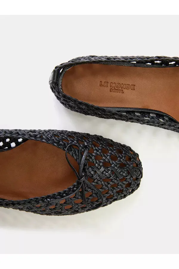 Regency Slippers Woven Leather - Black