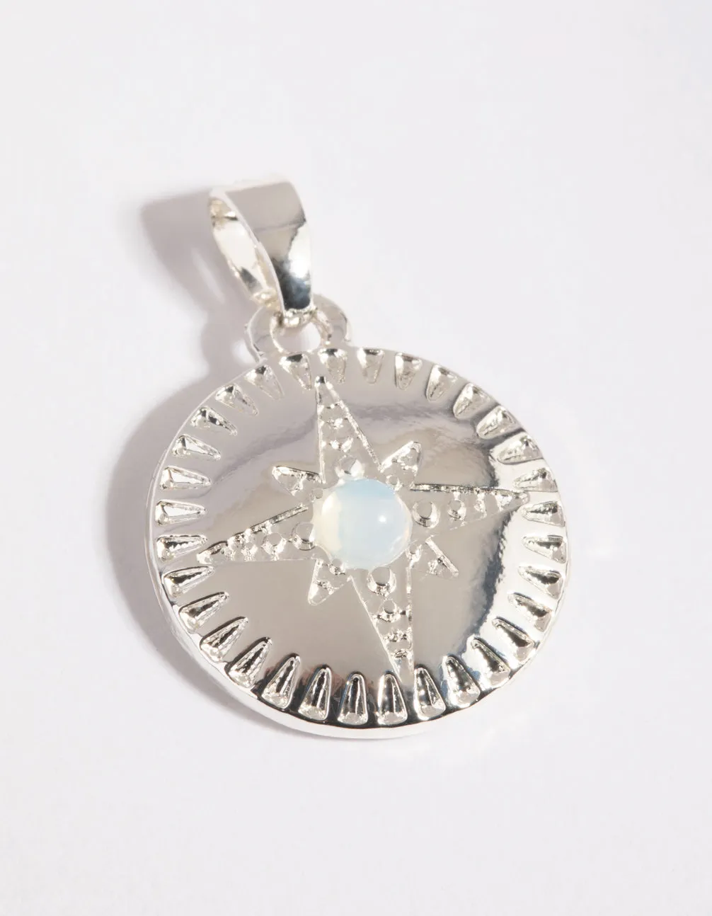 Silver Plated Moonstone Star Disc Charm