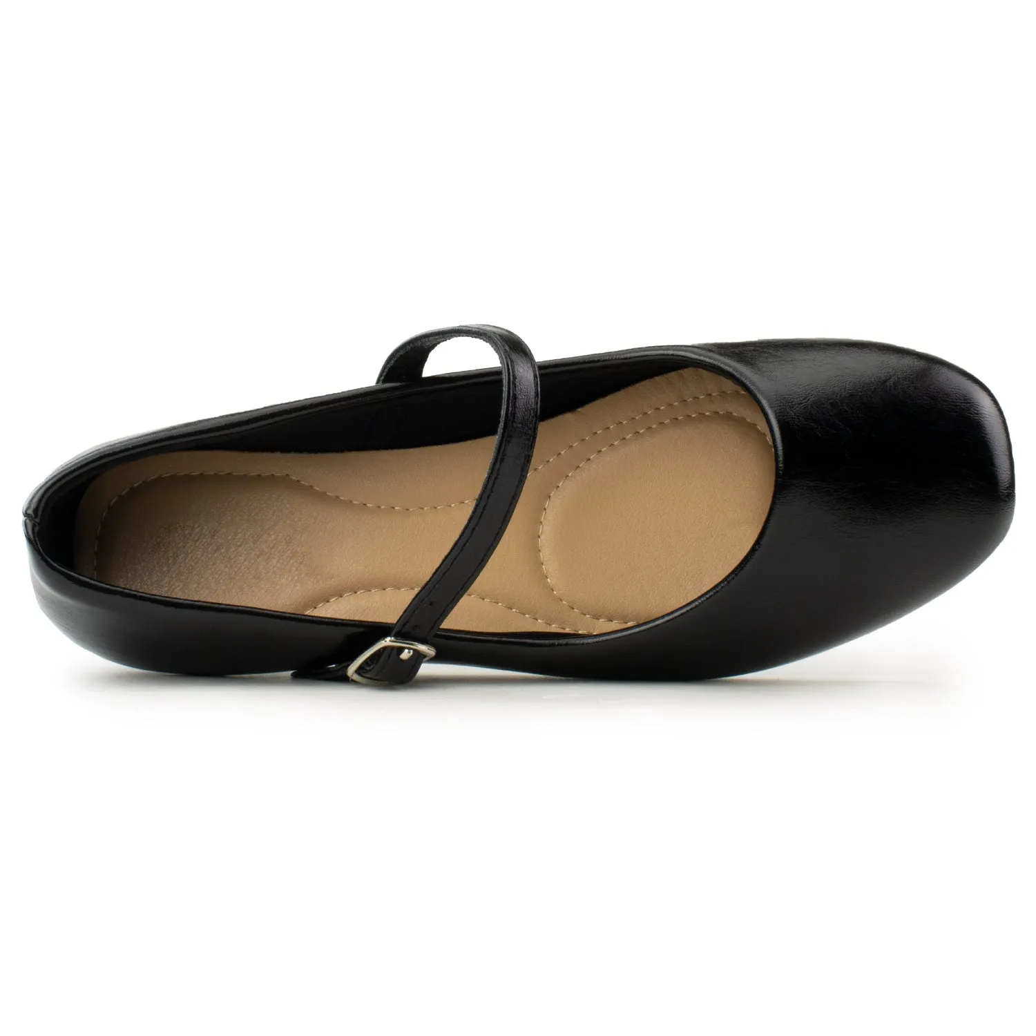 Square Toe Mary Jane Ballet Flats BLACK