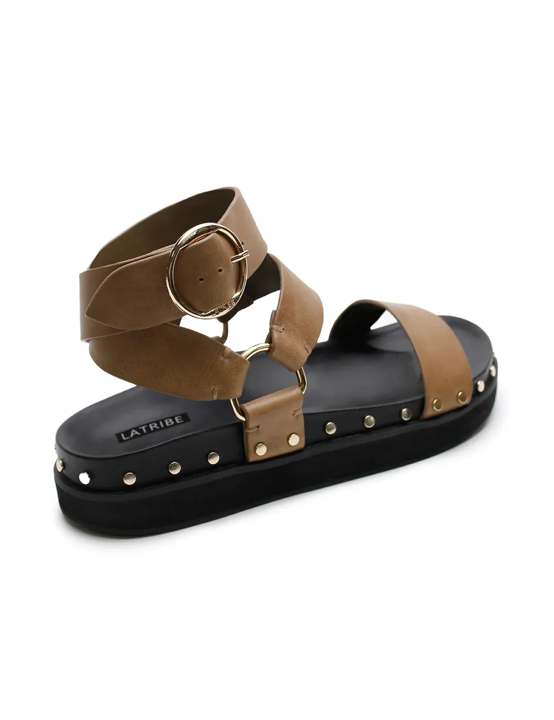 Studded Sandal | Olive | Gold