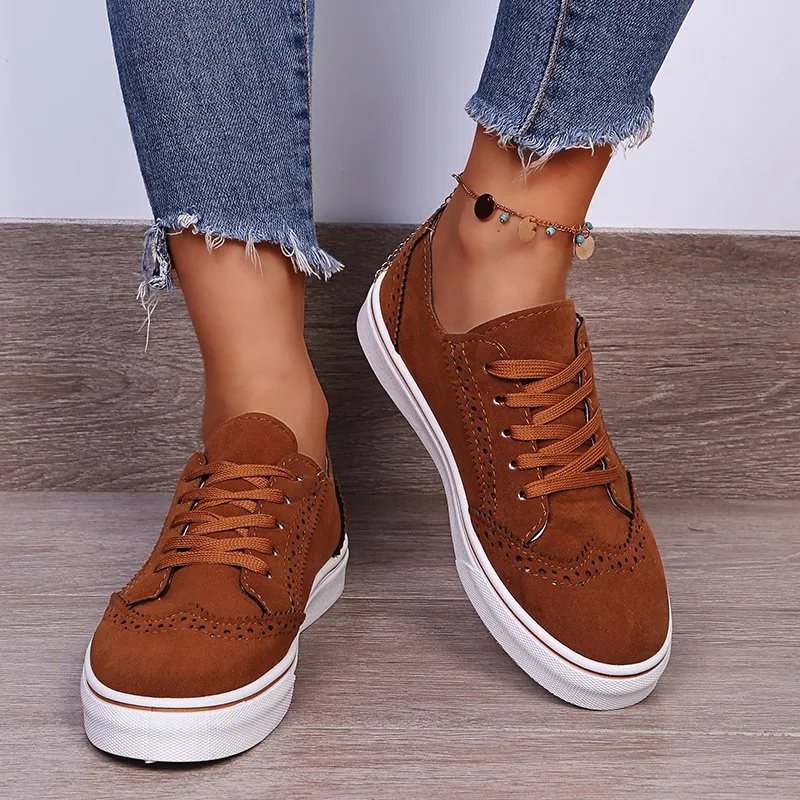 Suede Lace-Up Flat Sneakers