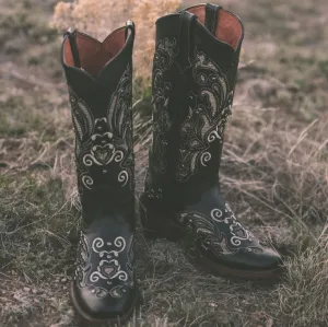 Tanner Mark Boot Venice Black - Midnight Black with Silver Shimmer Inlay