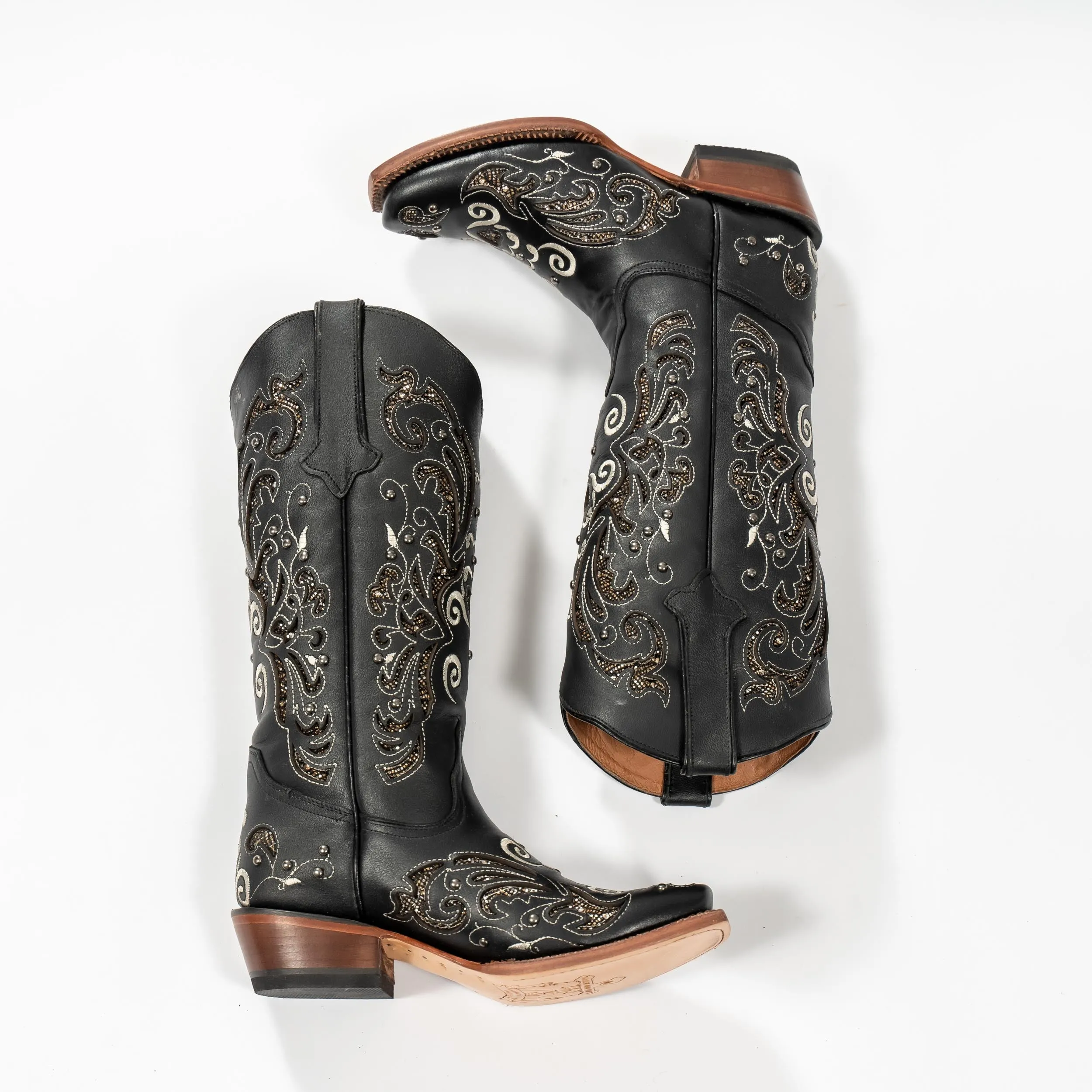 Tanner Mark Boot Venice Black - Midnight Black with Silver Shimmer Inlay