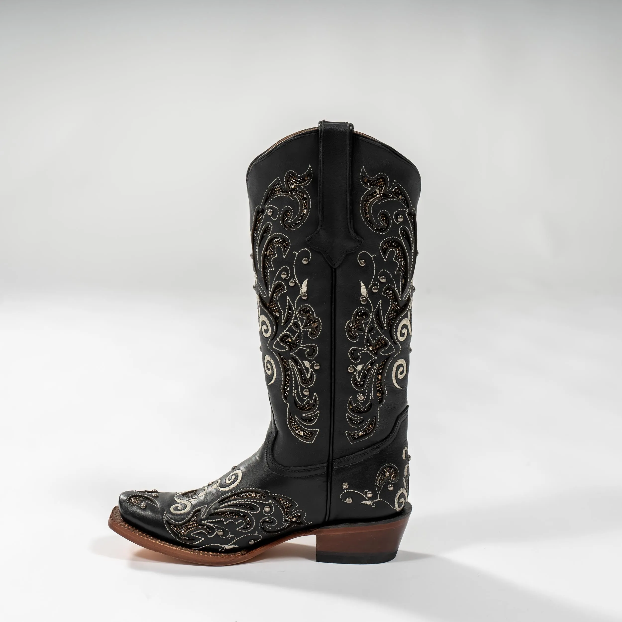 Tanner Mark Boot Venice Black - Midnight Black with Silver Shimmer Inlay