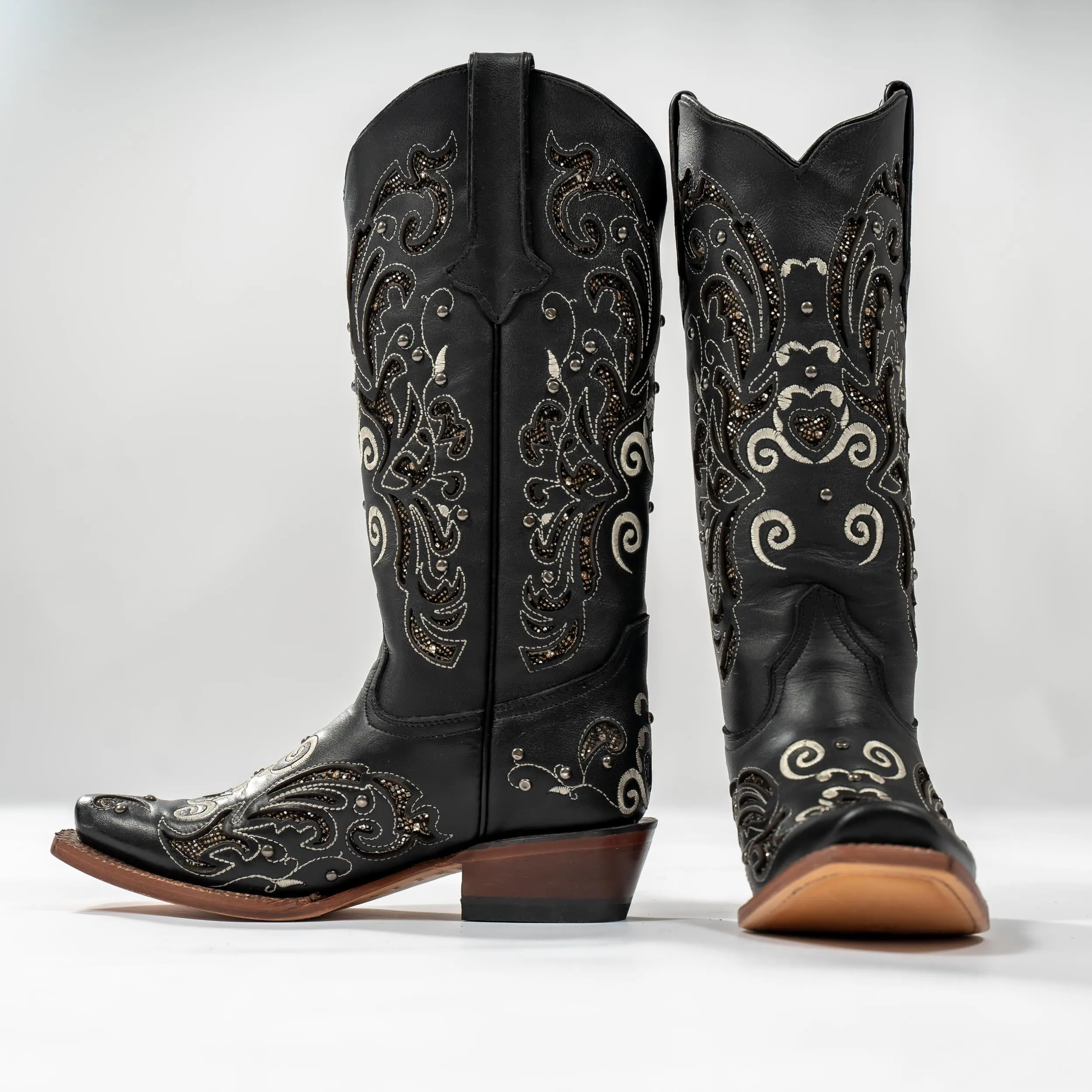 Tanner Mark Boot Venice Black - Midnight Black with Silver Shimmer Inlay