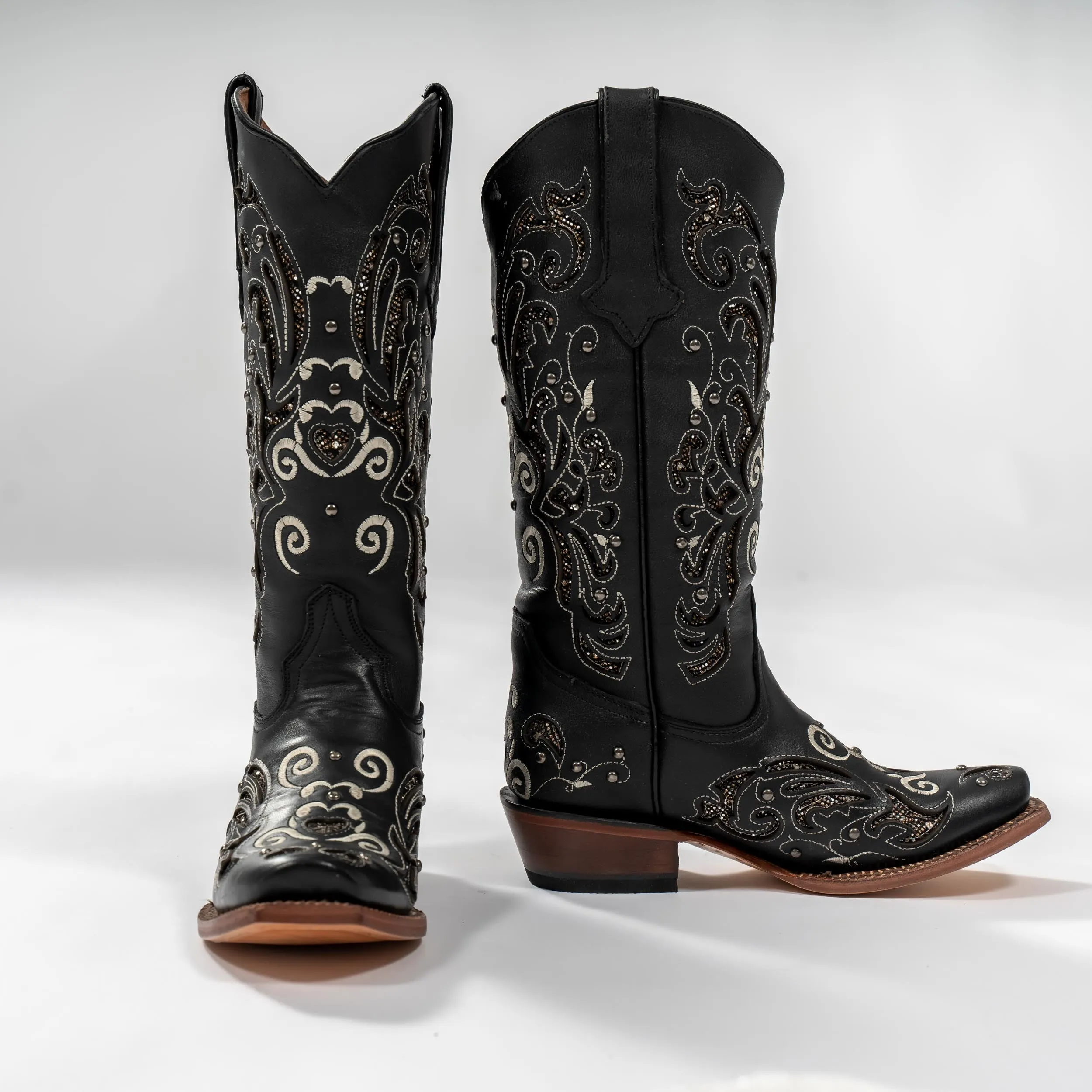 Tanner Mark Boot Venice Black - Midnight Black with Silver Shimmer Inlay