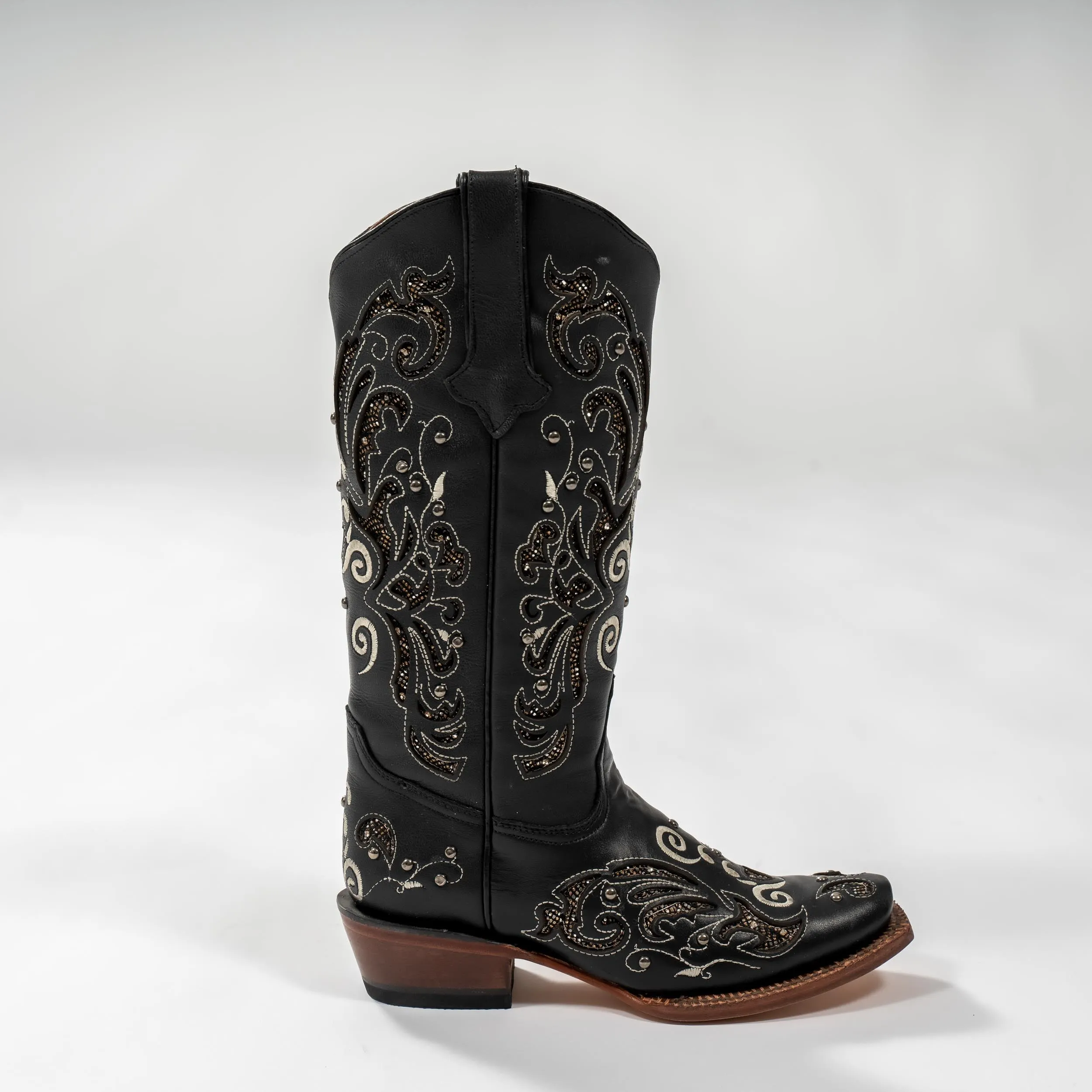 Tanner Mark Boot Venice Black - Midnight Black with Silver Shimmer Inlay