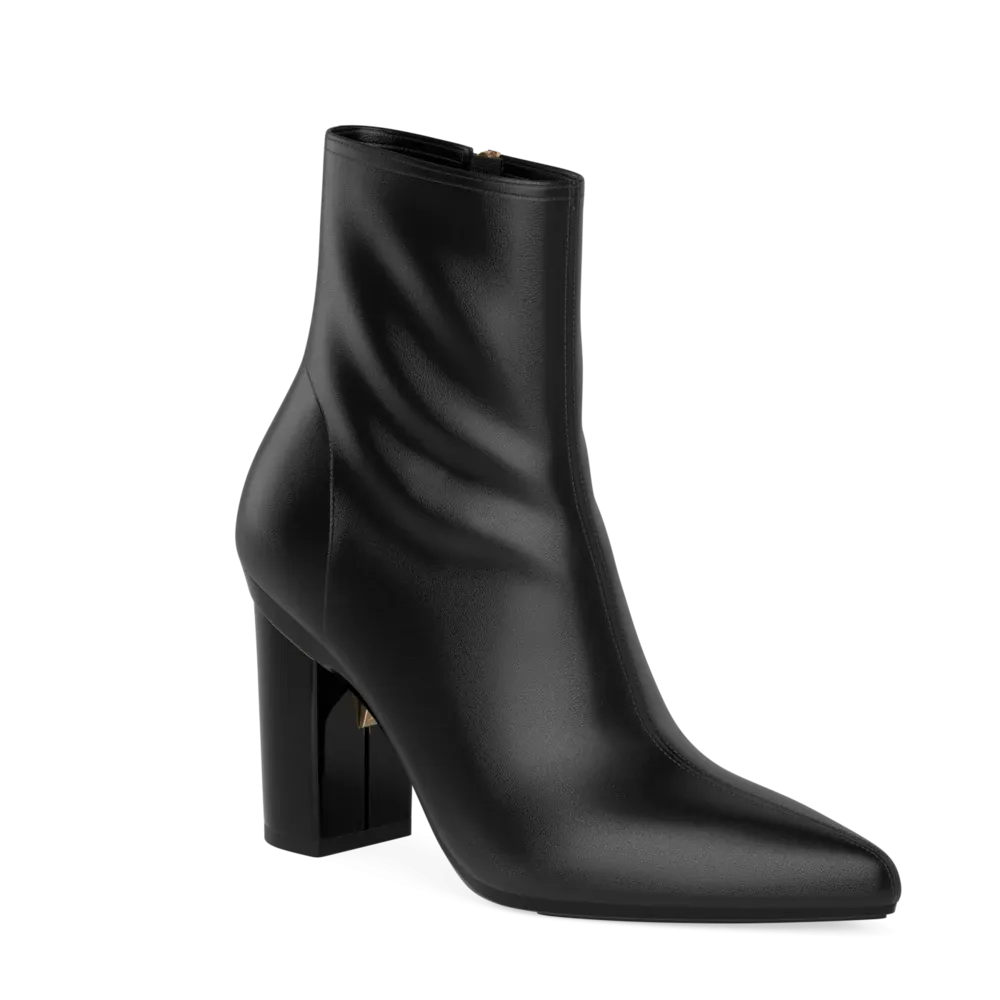 The Bootie - Coal Stretch Leather 4 Block