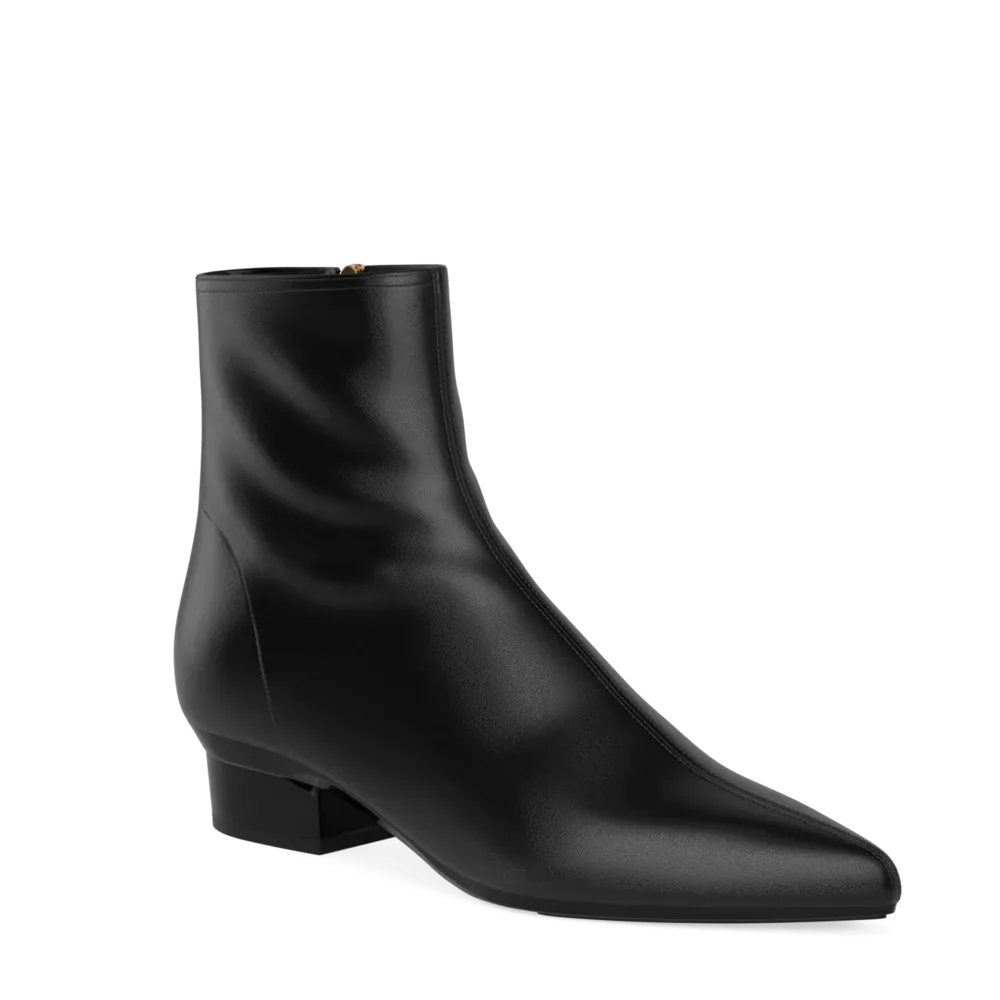 The Bootie - Coal Stretch Leather 4 Block