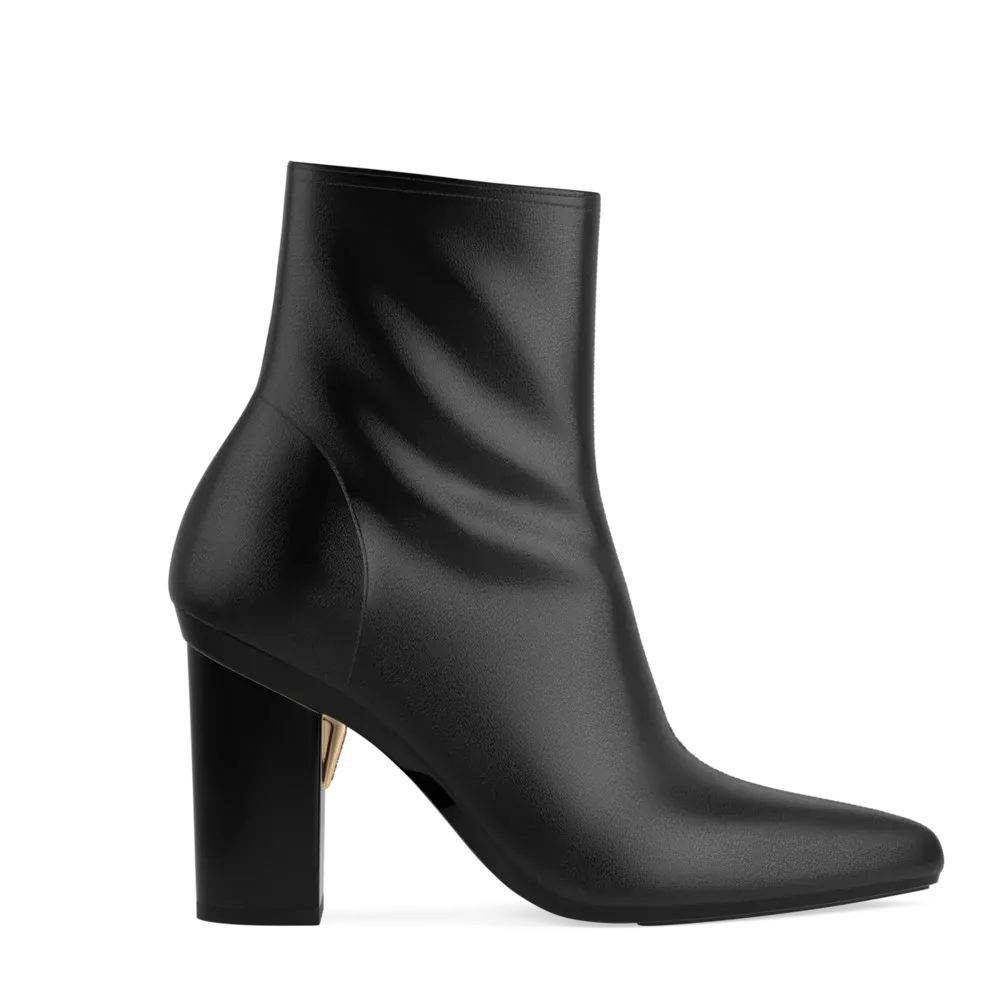 The Bootie - Coal Stretch Leather 4 Block