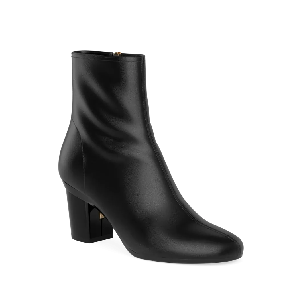 The Josie Bootie - Coal Stretch Leather 3 Block