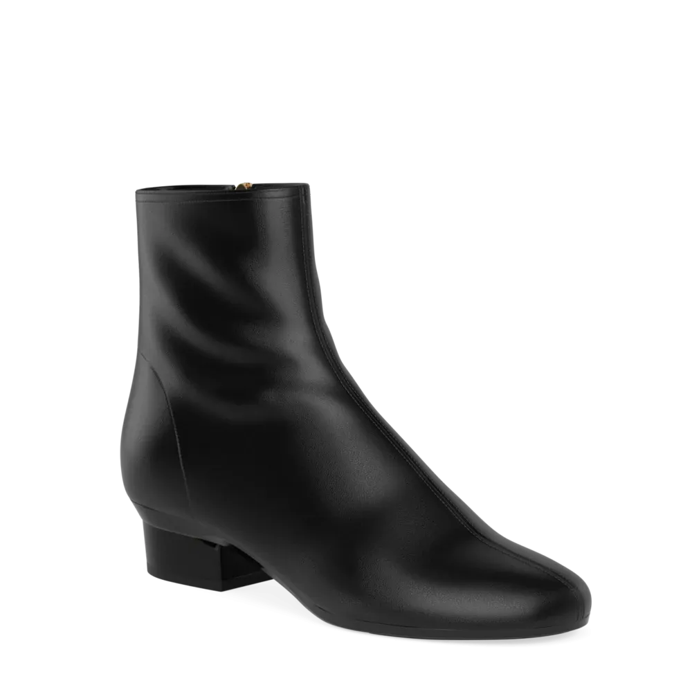 The Josie Bootie - Coal Stretch Leather 3 Block