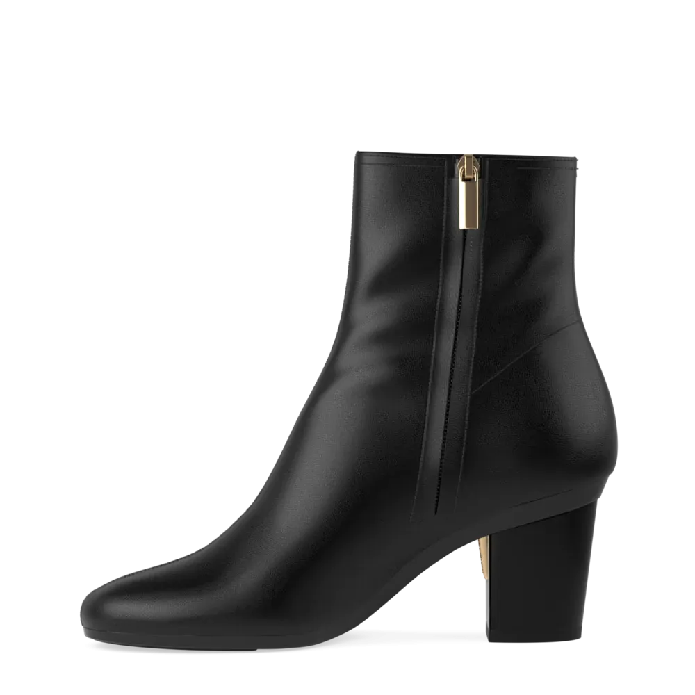 The Josie Bootie - Coal Stretch Leather 3 Block