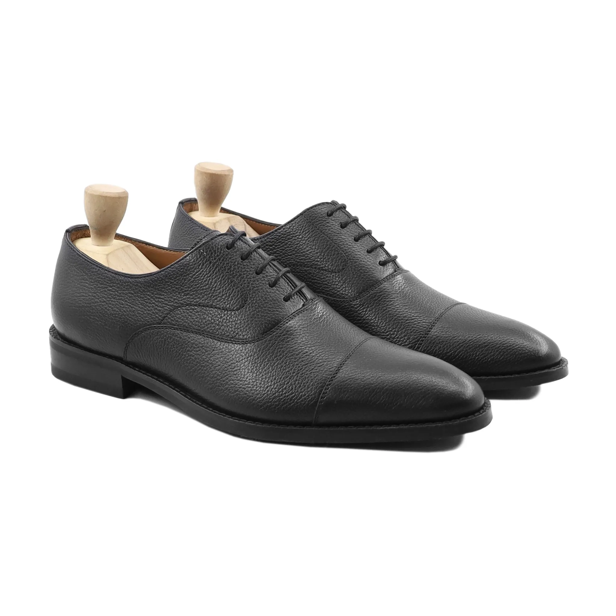 Warsaw - Men's Black Pebble Grain Leather Oxford Shoe