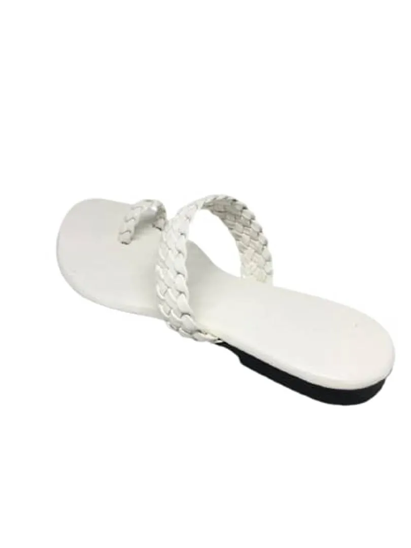 White Synthetic Fashion Flats