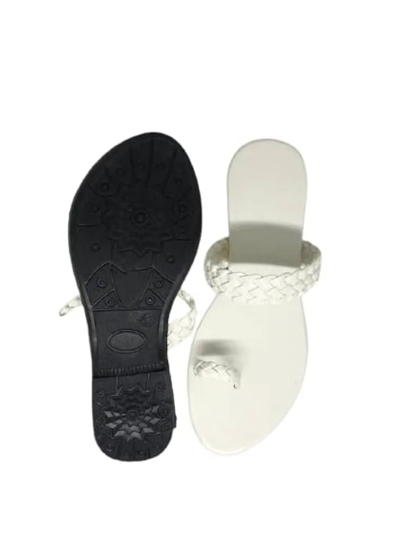 White Synthetic Fashion Flats