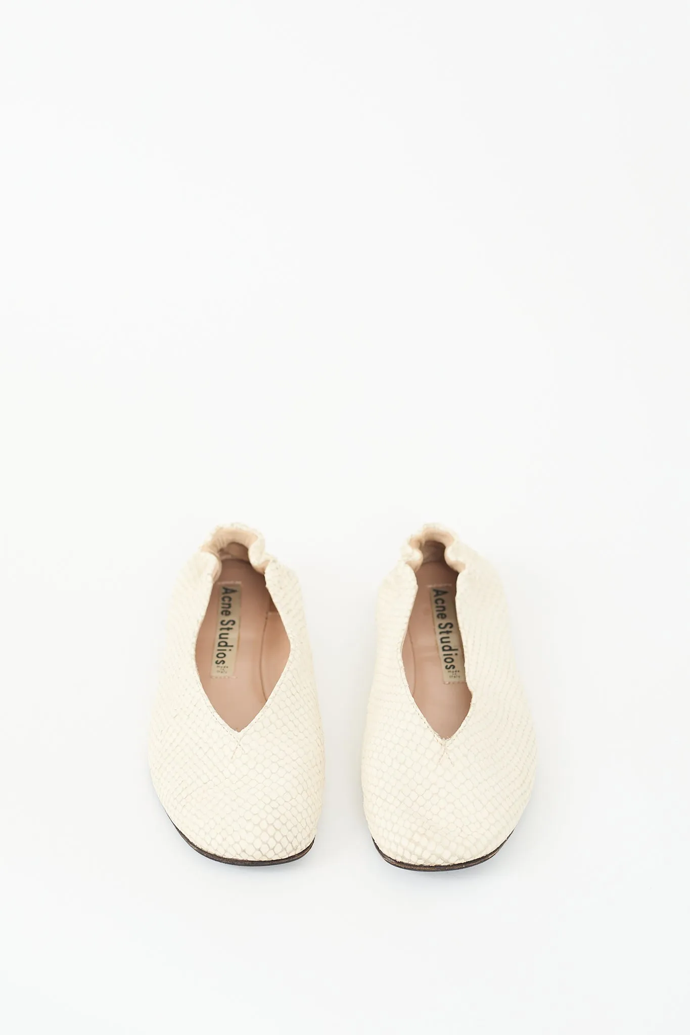 White Textured Leather Oddry Ballet Flat