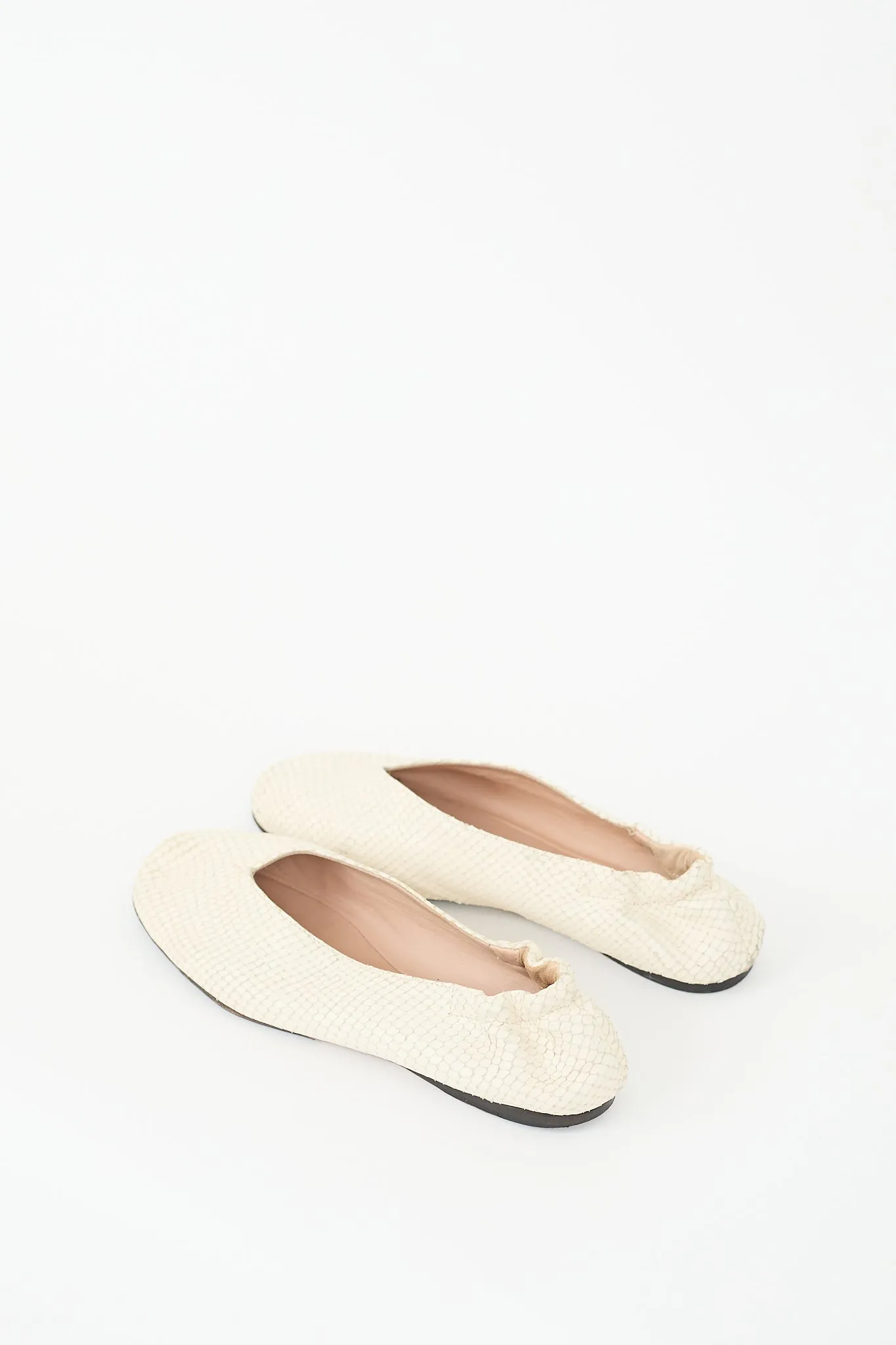 White Textured Leather Oddry Ballet Flat